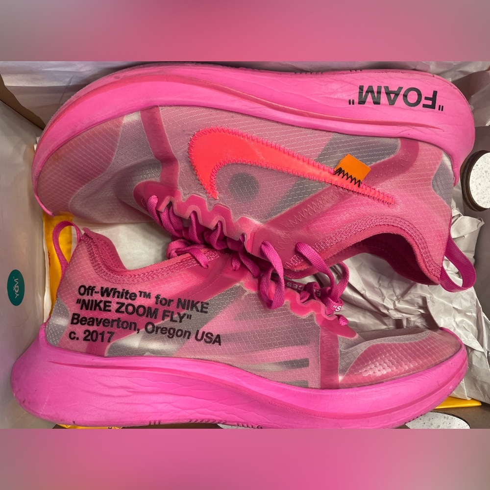 Nike off white pink foam runners